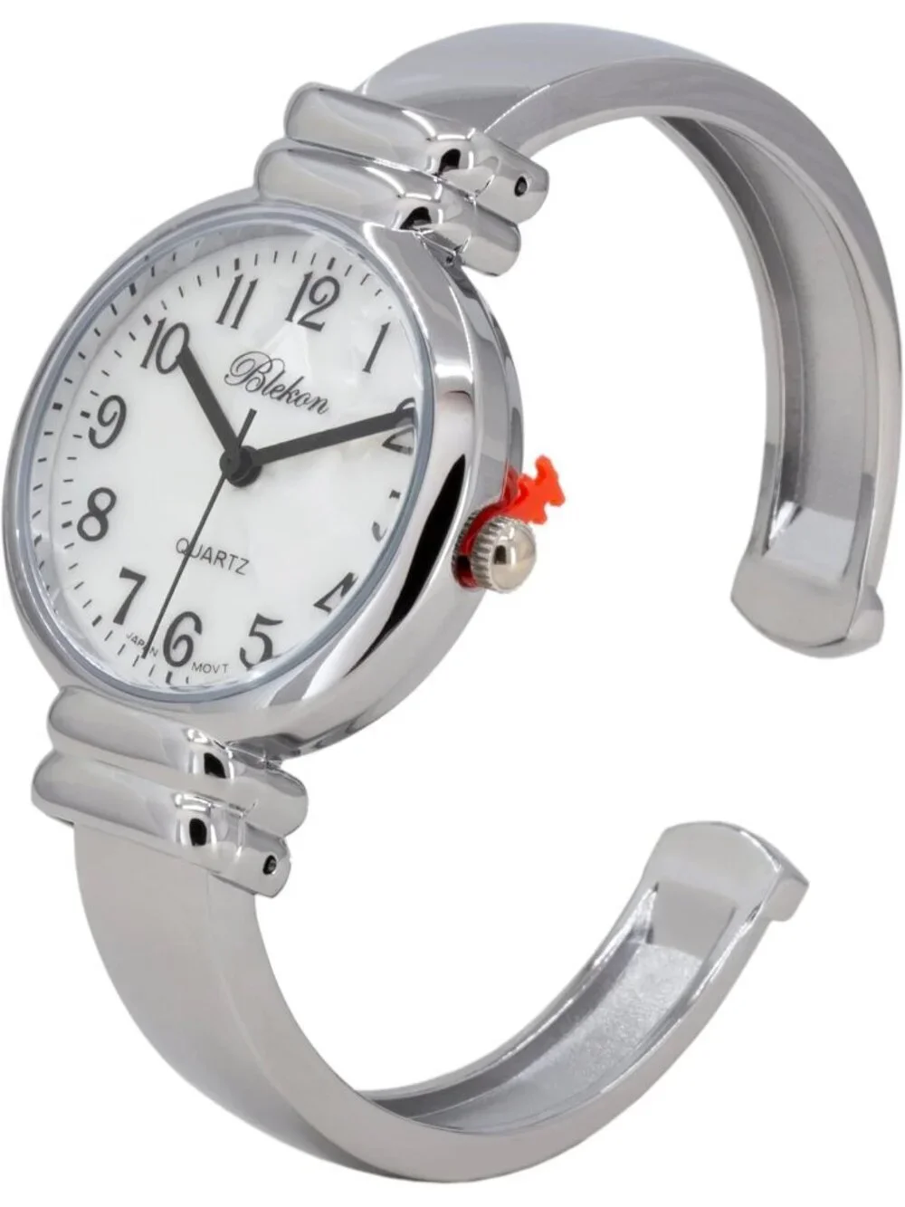 Women's Silver Analog Quartz Classic Solid Easy Read Bangle Cuff Bracelet Watch